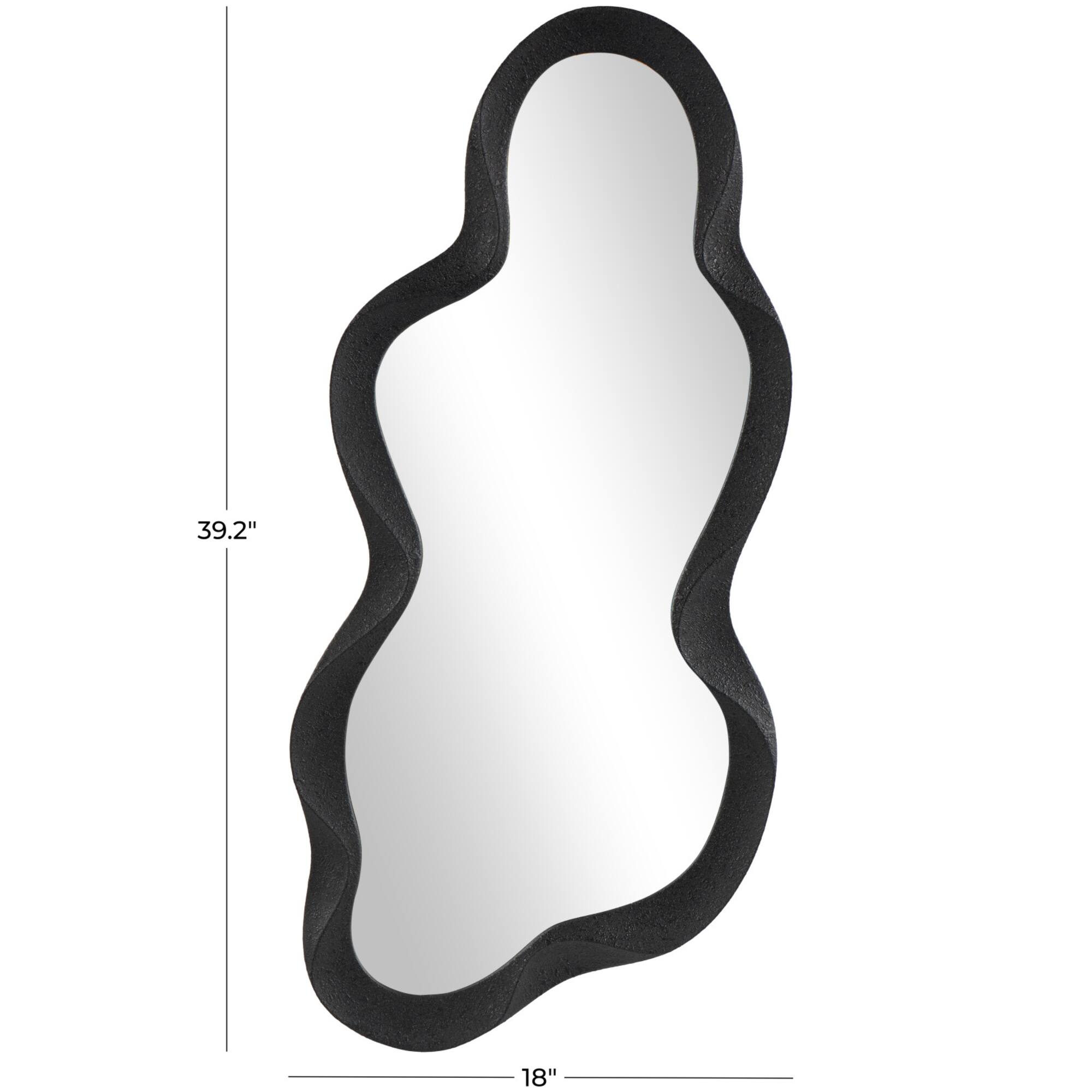 18" x 39" Wood Wavy Room Wall Mirror with Dimensional Frame